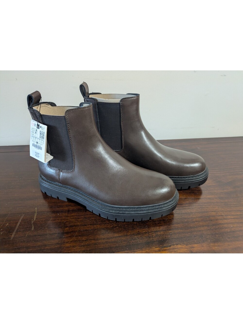 Zara Dark Brown Leather Chelsea Boots Size 10 men's - New